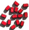 15 12mm Opaque Red w/ Speckled Edges Rectangle Window Beads